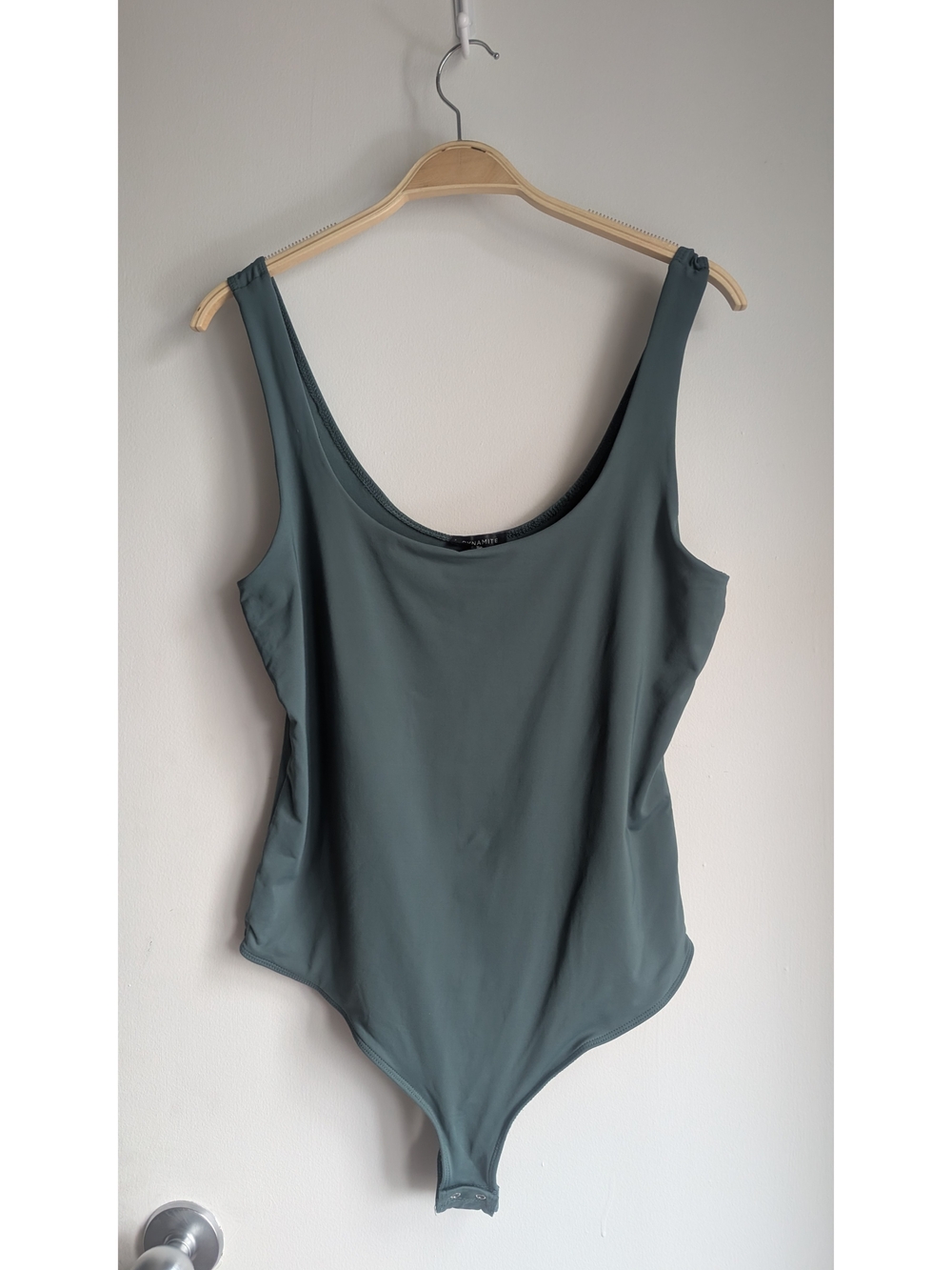 Dynamite Slate Dark Teal Scoop Neck Bodysuit